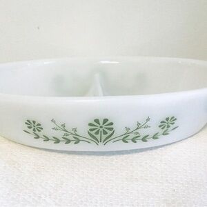 Pre-Owned Glasbake Vintage Jeannette Daisy Green Divided Casserole #J2352